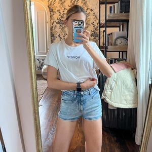 AMERICAN EAGLE SUPER HI RISE SHORTIE DENIM SHORTS - SIZE 4